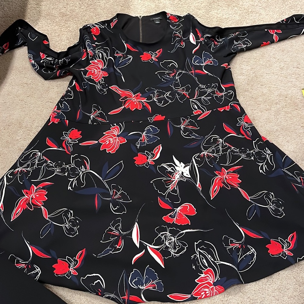 Halogen floral long sleeve A-line dress - Picture 2 of 9